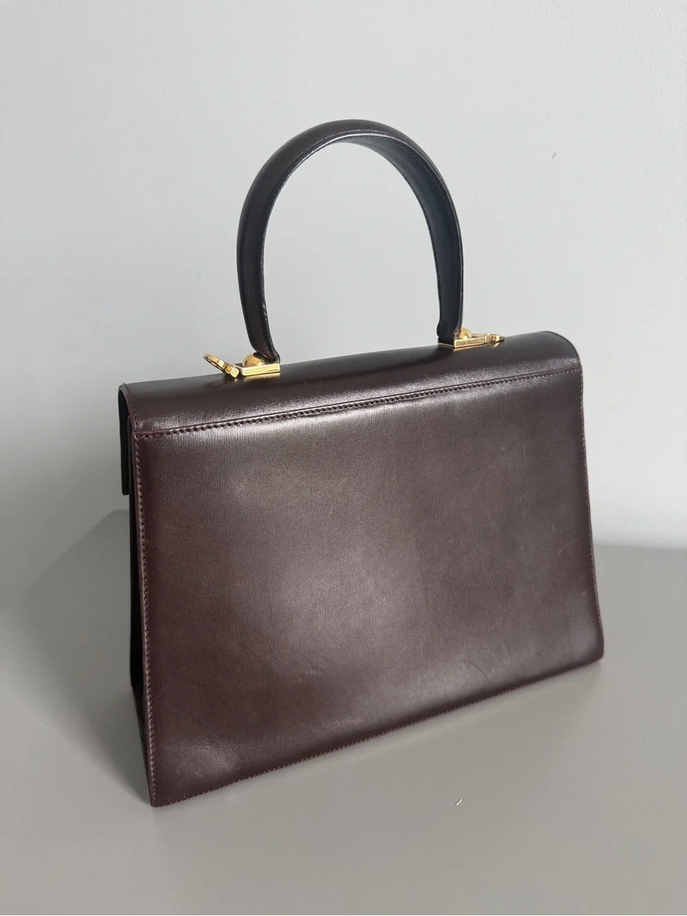 Vintage Salvatore Ferragamo Gancini 0212181 Brown Leather Top Handle Bag